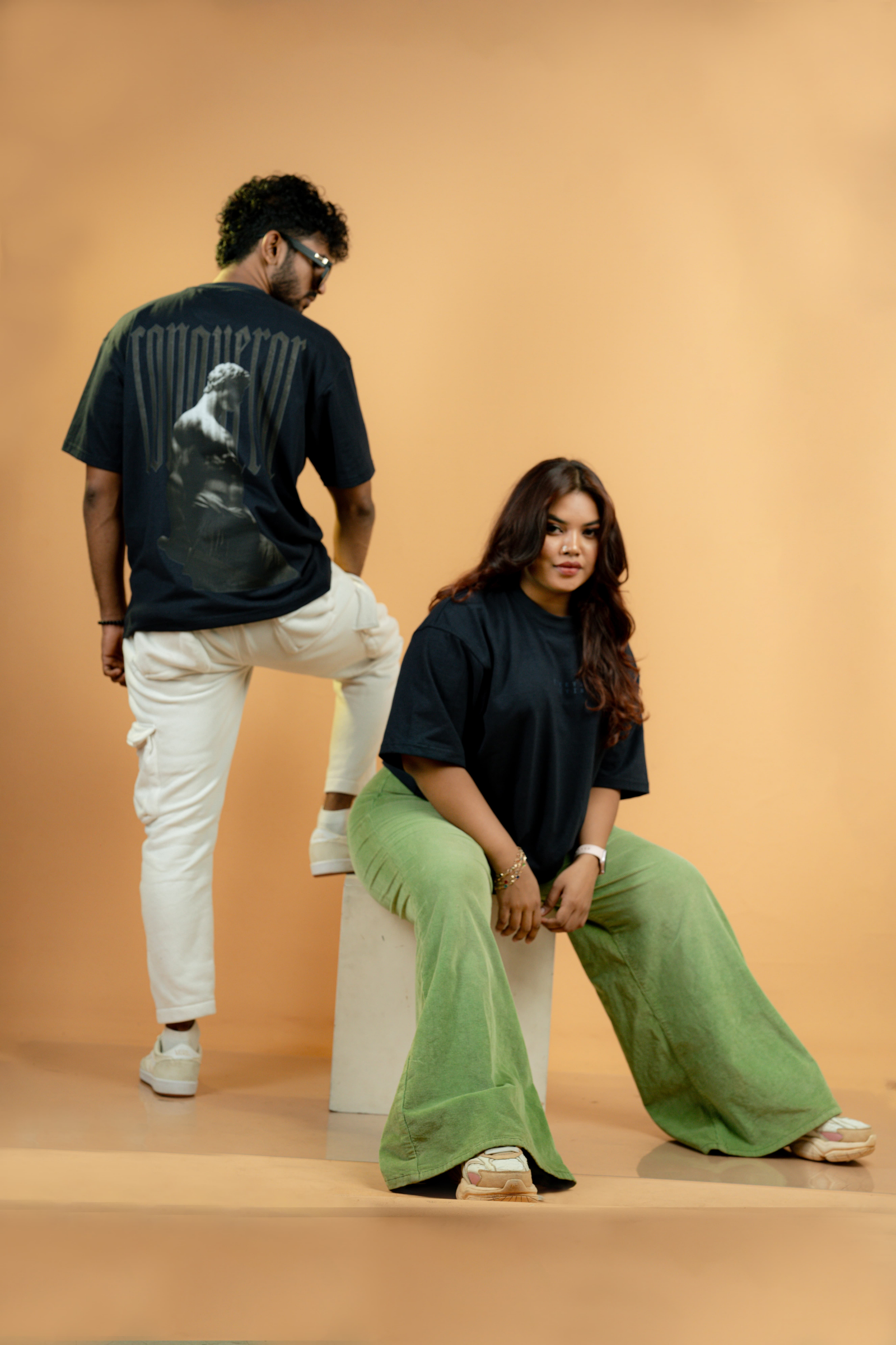 CONQUEROR print dark navy oversized unisex t-shirt CONQUEROR print dark navy oversized unisex t-shirt